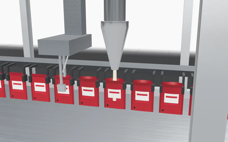 Open sachets carried under the filler