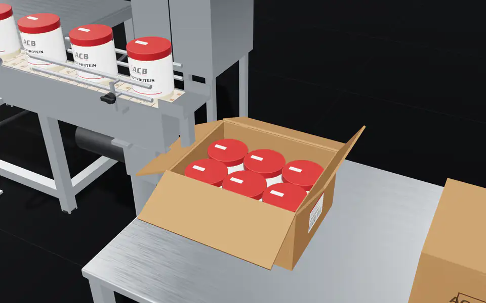 Finished canisters going into a shipping case